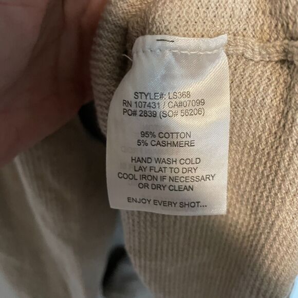 Linksoul Sweater Mens XL Khaki Tan Cotton Cashmere Henley Pullover Golf Knit - Picture 6 of 9